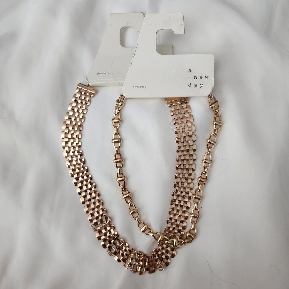 A New Day 2 Chain Link Necklaces Gold & Rose Gold